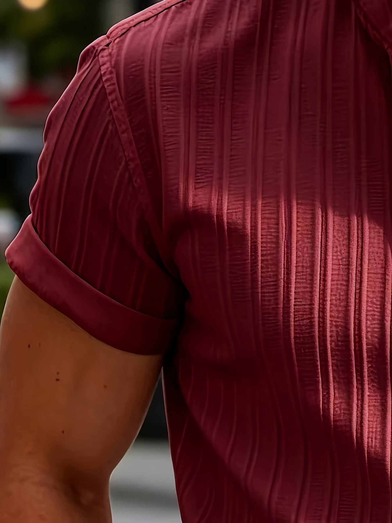 Men's Casual Athletic Short Sleeve Shirt with Stand Collar