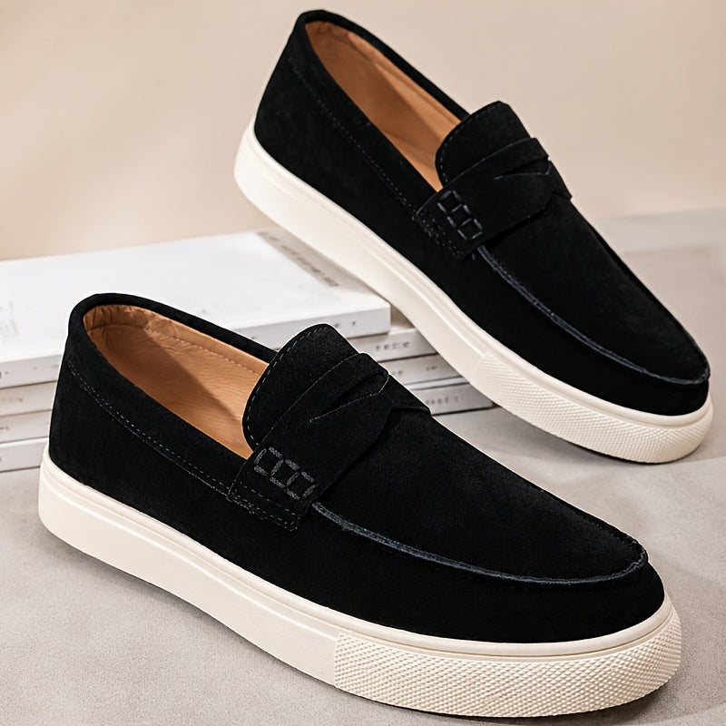 Men's Casual Slip-On Loafers with Cushioned Sole, Round Toe