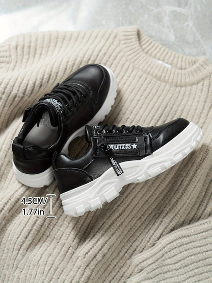 Women'S Breathable Knit Sneakers - Lightweight Thick Sole Casual Walking Shoes in White  Black, Synthetic Cover Upper with Rubber Outsole, Lace-Up Low-Top Design for Indoor/Outdoor, Travel, Beach  Shopping - Cute Gift for M