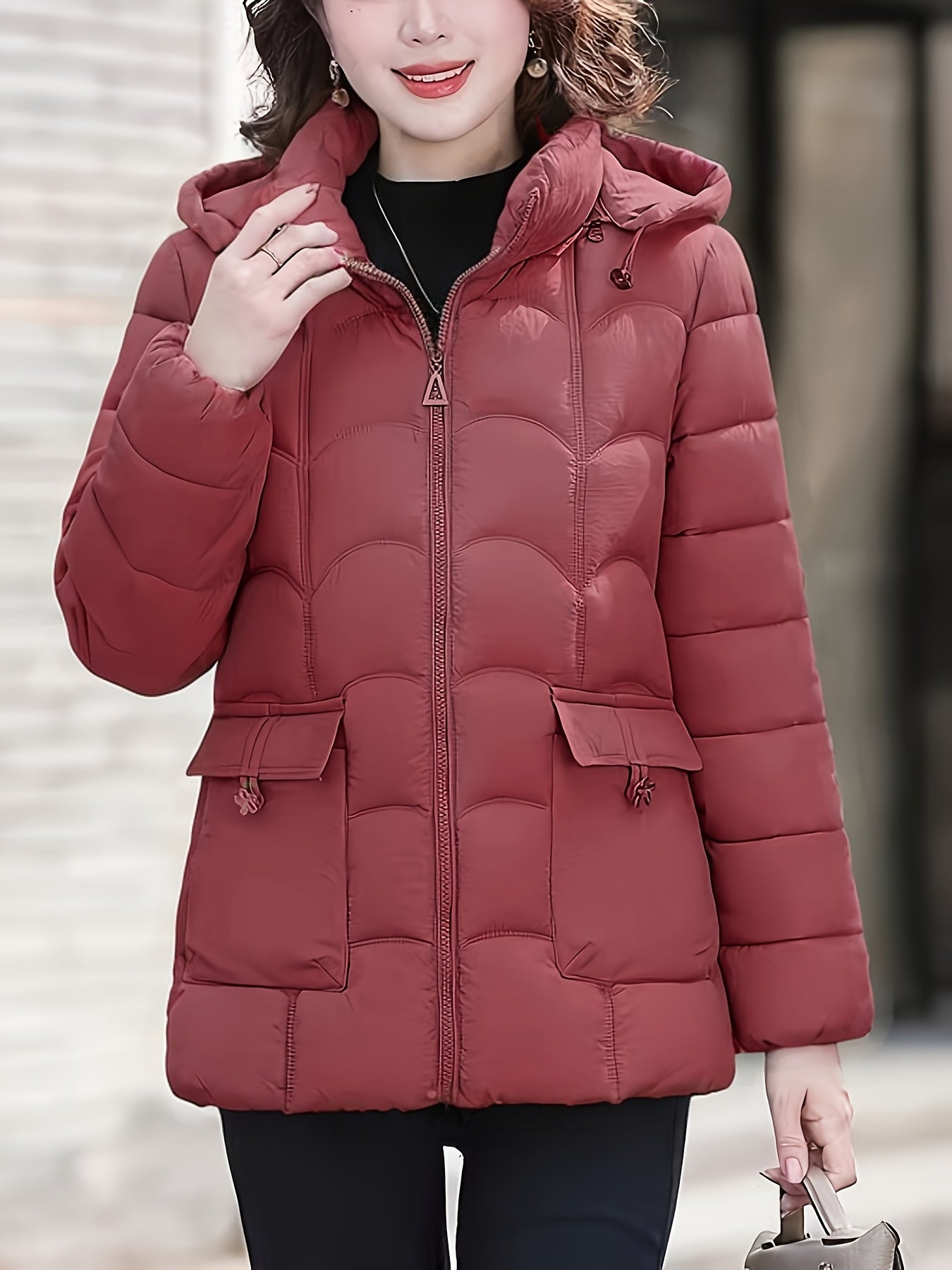 Women'S Elegant Winter Coat - Lightweight Thermal Jacket with Full-Zip Front, Long Sleeve Cold Weather Outerwear for Everyday & Formal Events - All-Season, Machine Washable Women'S Clothing, Ladies Winter Coats, Geometric Pat