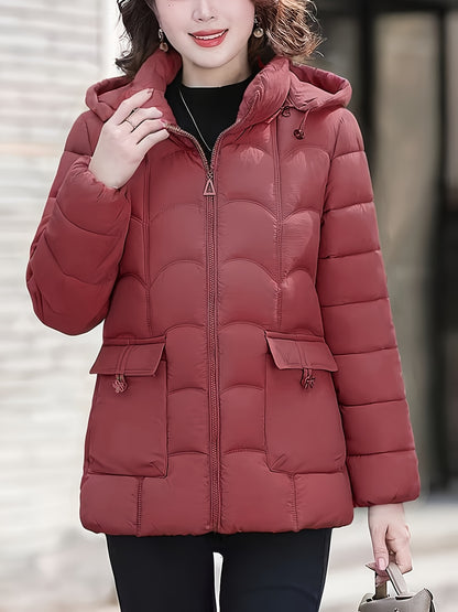Women'S Elegant Winter Coat - Lightweight Thermal Jacket with Full-Zip Front, Long Sleeve Cold Weather Outerwear for Everyday & Formal Events - All-Season, Machine Washable Women'S Clothing, Ladies Winter Coats, Geometric Pat