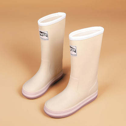 Men's High-Top PU Rain Boots All-Season Slip-On Style