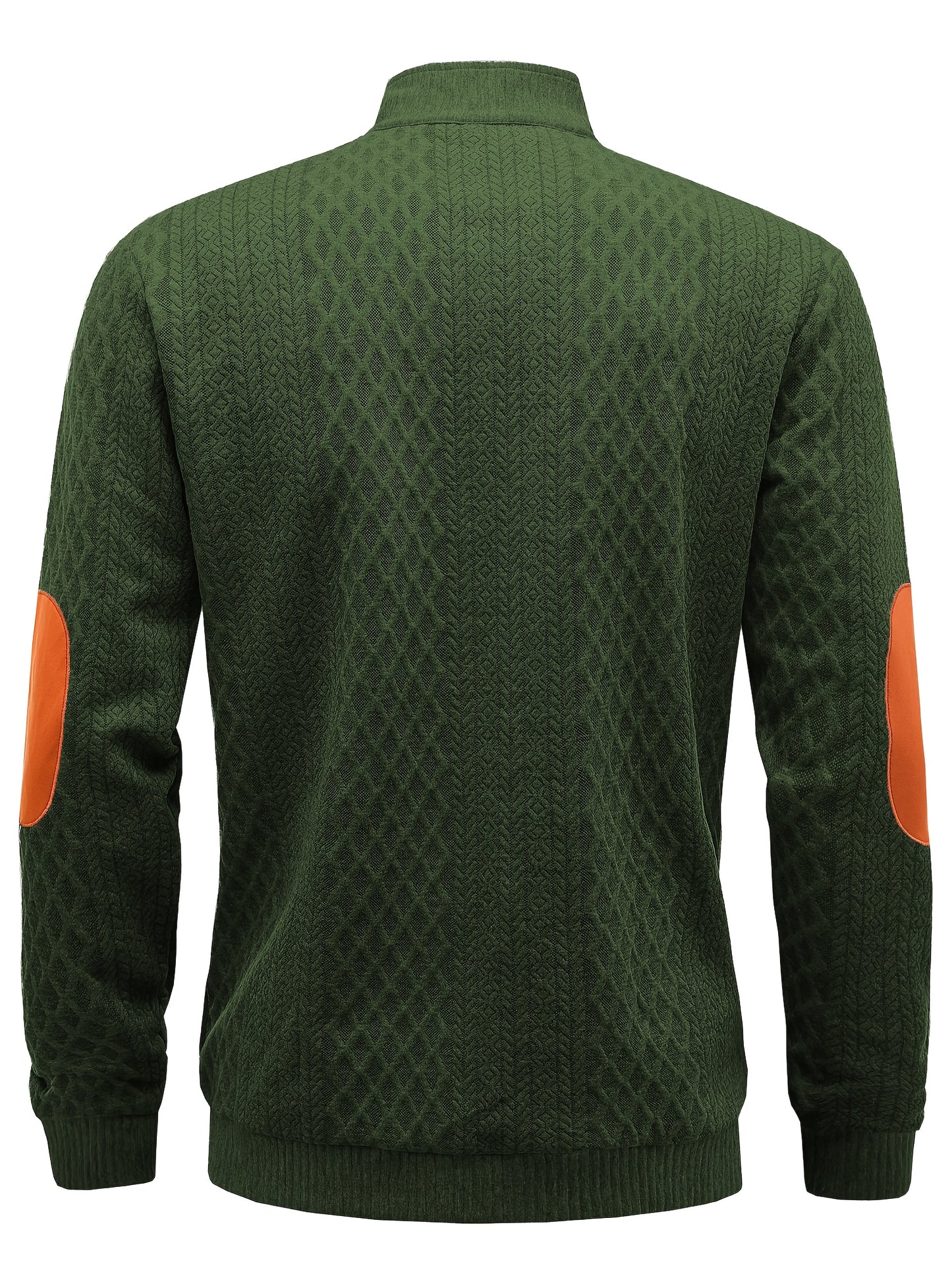 Men's Beige & Orange Contrast Full-Zip Jacket - Winter Warmth Loose-Fit Tailored Coat with Stand Collar, Zippered Pockets & Full-Zip Closure, Machine Washable Casual Outerwear for Men (Beige/Orange) - Ideal for Fall and Winte