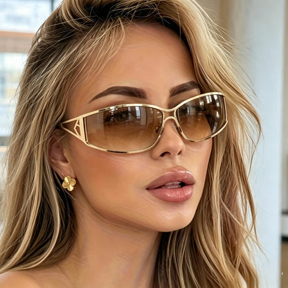 Women’s Y2K Hollow Metal Sunglasses with UV400 Protection