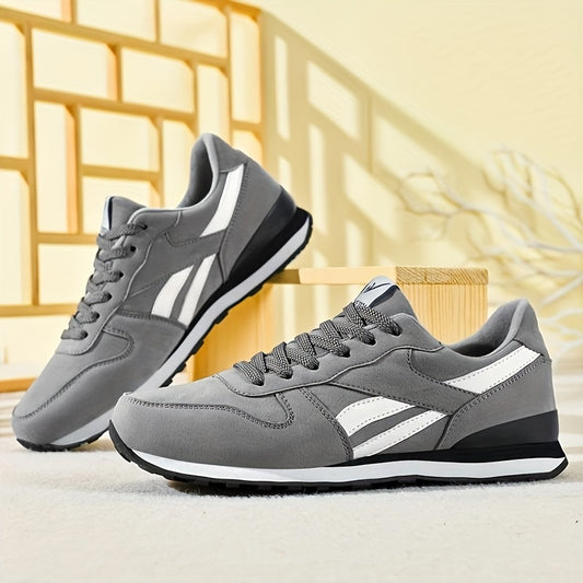Men's Fashion Sneakers Casual Sports Shoes - Low Top Lace-Up Trainer with PU Upper, Fabric Inner & Insole, Rubber Sole - Solid Color All-Season Footwear for Daily & Athletic Activities