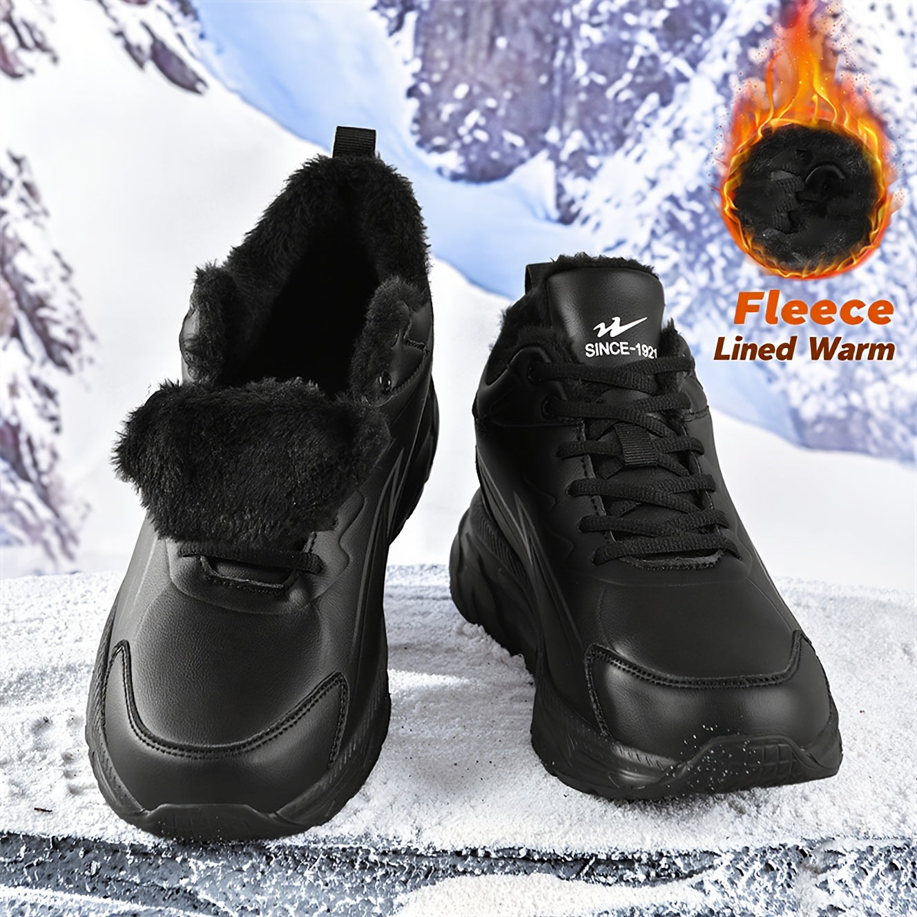 Men'S & Women'S All-Season Snow Sports Shoes - Warm Comfortable Low-Top Sneakers with Lightweight EVA Sole, Durable Synthetic Synthetic Faux Upper & Fabric Lining, Lace-Up Design for Casual Outdoor Activities, Hiking, Walking