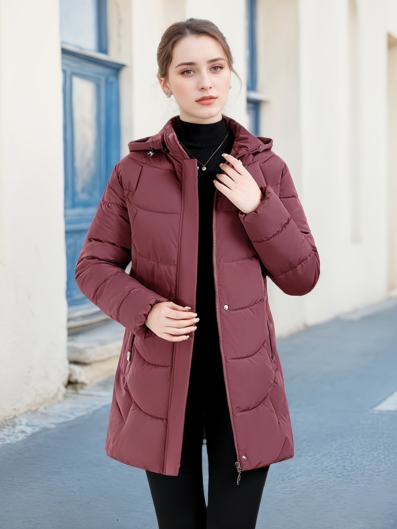 Կանացի էլեգանտ ձմեռային բաճկոն - Մազերի նման ուլունքաձև կոճակներով փակվող վերարկու, փքված չէ, ձեռքով լվացվող երկար թևքերով վերնազգեստ ցուրտ եղանակի համար (անկանոն և պաշտոնական) - սև բաճկոն առանց գոտու/պարագաների (պատրաստի կրելու), ձմեռային Ջա