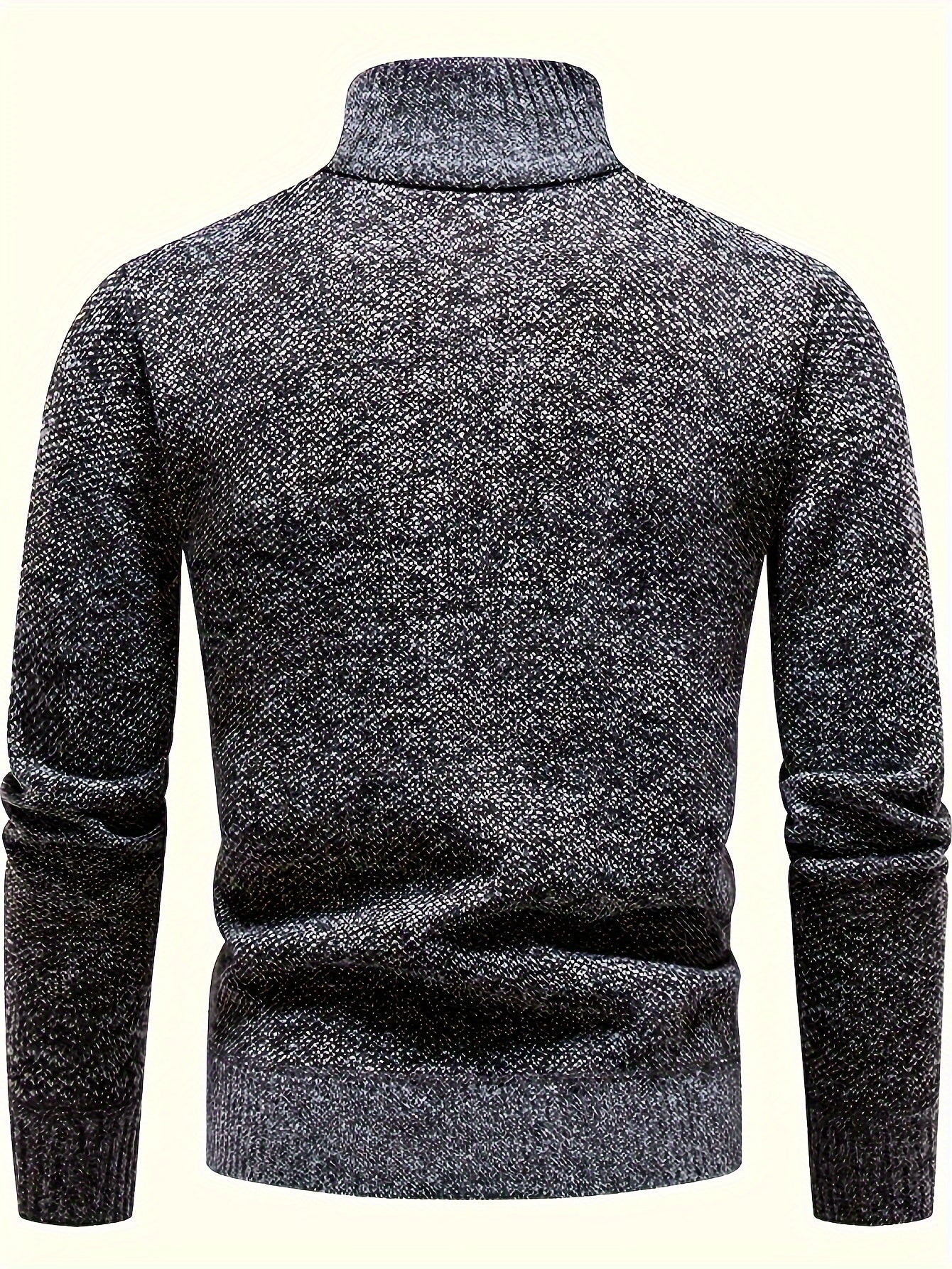 Men's Fleece-Lined Warm Knit Sweater - Autumn/Winter, Solid Color with Stand Collar & Short Zipper Placket, Long Sleeve, Polyester - Ideal for Hiking, Cycling & Casual Attire, Winter Sweater