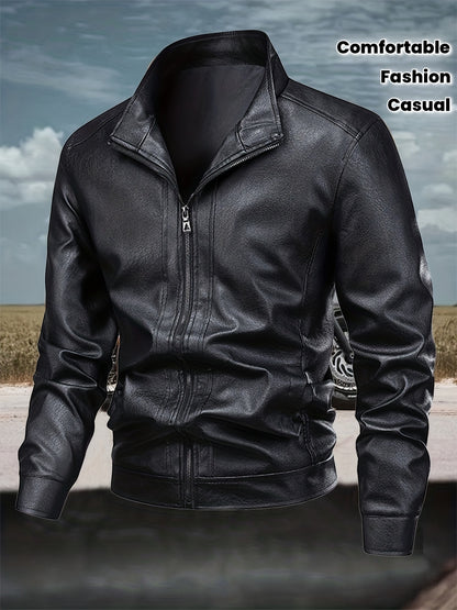 Men's Casual Stand Collar Baseball Jacket with Zipper