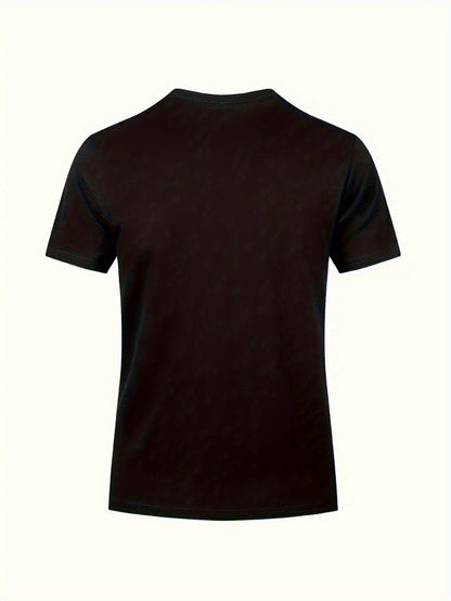 1pc Men's Spring Summer Casual Short Sleeve T-Shirt - Solid Black, Regular Fit Round Neck, Breathable Fabric for Gym, Outdoor  Casual Attire, Gym Shirts, Durable Casualwear, Smooth Texture