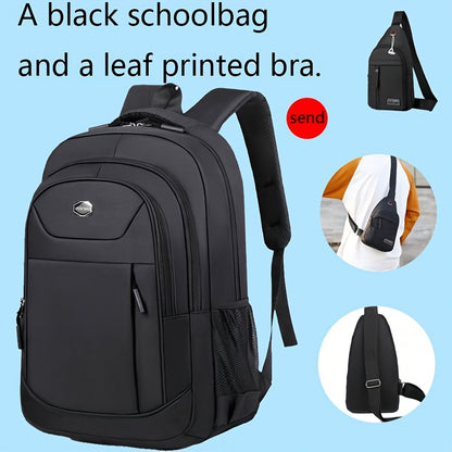 Unisex Black Backpack with Multiple Compartments, Adjustable Straps & Secure Zipper Closure - Durable Fabric for School, Work, Travel & Casual Use, Backpack for School, Work Commute, Travel Bag, Minimalist Design, Sturdy Cons