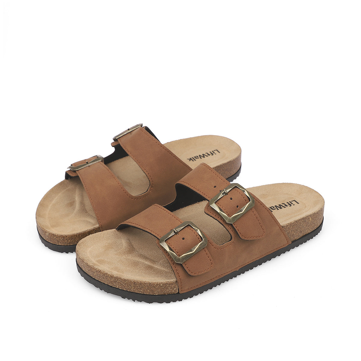 Men's Casual Cork Slip-On Sandals with Adjustable Buckles
