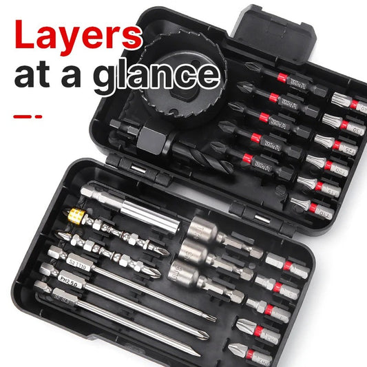 HUHAO Drill Bit Set with Magnetic Screwdriver And Impact Driver Bits for Wood And Metal, Complete with a Storage Case.
