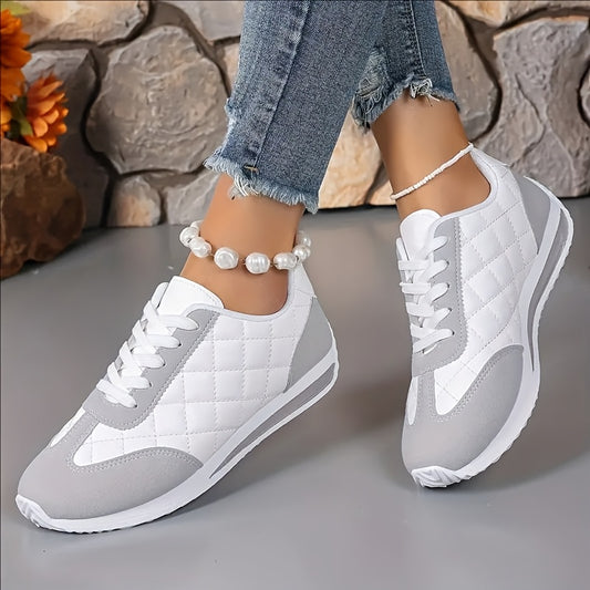 Sleek, Women's Retro Lightweight Casual Sneakers - All-Season, Lace-Up, Breathable Fabric & Faux Cover, Four Seasons, Sports Shoes