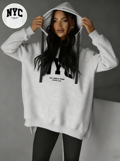 Women’s Casual Hooded Hoodie with Side Slits for Fall & Winter