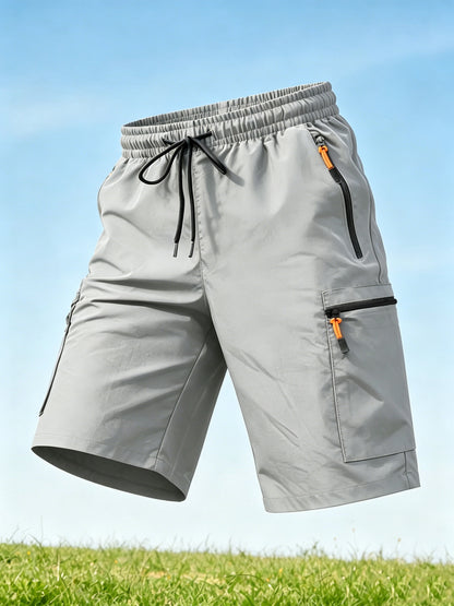 Men's Casual Loose-Fit Cargo Shorts with Elastic Drawstring Waist