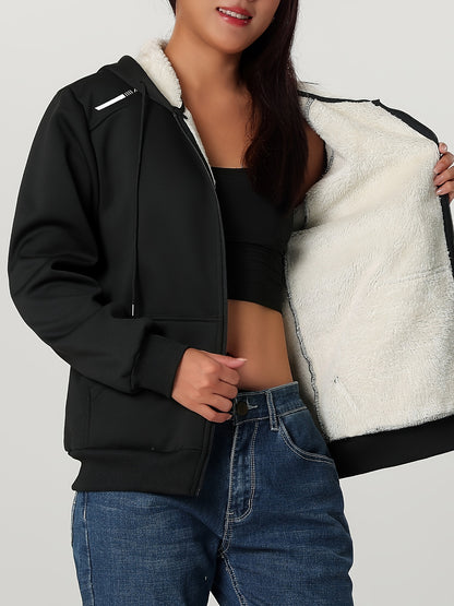 Կանացի ծանր ձմեռային բաճկոն - Ջերմամեկուսացված սառը եղանակի բաճկոն՝ ամբողջական կայծակաճարմանդով, մեծ առջևի գրպաններով - Մանուշակագույն վերնազգեստ առօրյա և պաշտոնական միջոցառումների համար - Ոչ ձգվող պոլիեսթերային գործվածք - Հեշտ խնամքի կանացի վերնազգեստ,