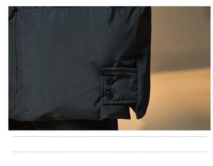 Men's Winter Hooded Padded Jacket, Thickened Loose Fit Solid Color Zip-Up Padded Coat, Warm & Stylish Men's Outerwear