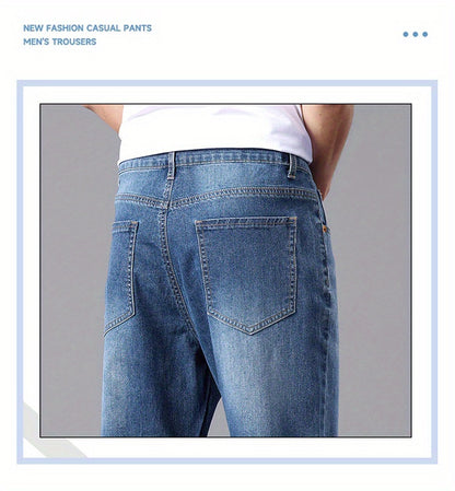 Men'S Stretchy Long Pants, Stylish And Versatile, Slim Fit, Breathable, Trendy Denim Trousers for Spring And Summer.