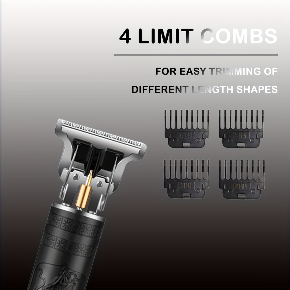 1-Piece/4-Piece Hair & Beauty Set – Rechargeable Electric Hair Clipper, Beard Trimmer, Nose Hair Trimmer, Shaver, Adjustable Length, Ideal for Men's Home Haircuts, Travel, Styling, and Beard Grooming, Perfect Gift for Men