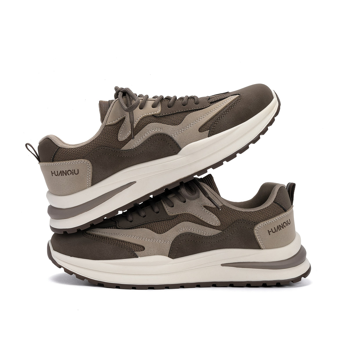 Men's Retro Casual Lace-Up Dad Sneakers with Height Boost