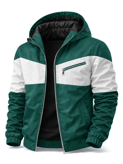 Men's Lightweight Hooded Jacket with Contrast Zipper for Spring/Fall