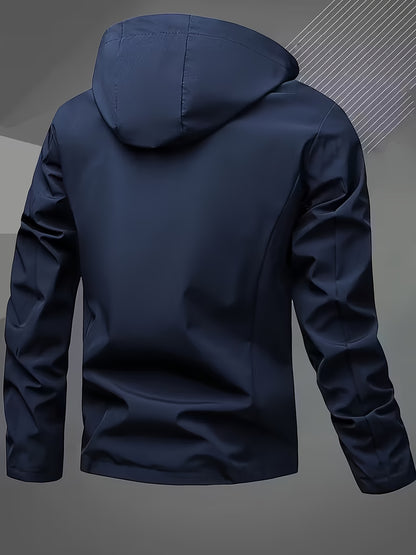 Men's Hooded Windproof Jacket for Spring and Fall Outdoor Sports