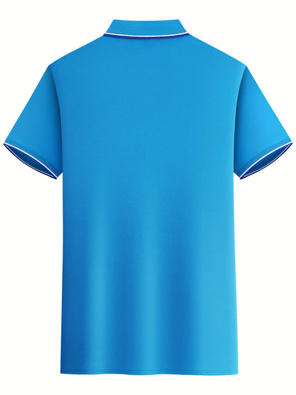 Men'S Comfortable POLO Shirt | Classic Button-Up Lapel Collar, Casual Style, Short Sleeve, Solid Color - ayq