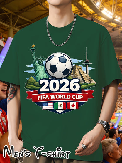 Men's 2026 World Cup Casual Landmark Print Polyester T-Shirt