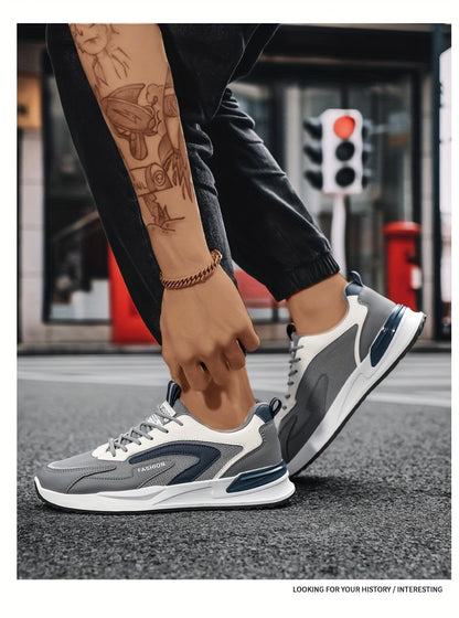 Men'S Plus Size Fashion Sneakers - Breathable Mesh Lace-Up Casual Shoes with Thick PVC Sole, Low-Top Design for All Seasons, Spring/Summer/Fall, Versatile Streetwear, Allseason Shoes | Minimalist Sneakers | Durable PVC Sol - ayq