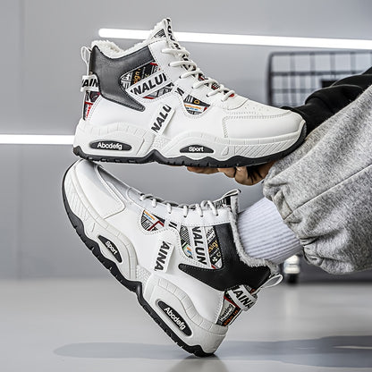 Men's Winter Snow Boots with Thick & Height Increase - Heavy-Duty PU Upper, -Absorbing PVC Sole, Lace-Up Ankle for Ice Traction - Outdoor Ice Skating,, Daily Use (Warm Mid-Calf/Ankle-High)