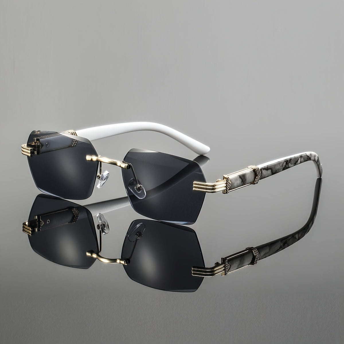 Men's Lightweight Metal Rimless Square Eyeglass Frames