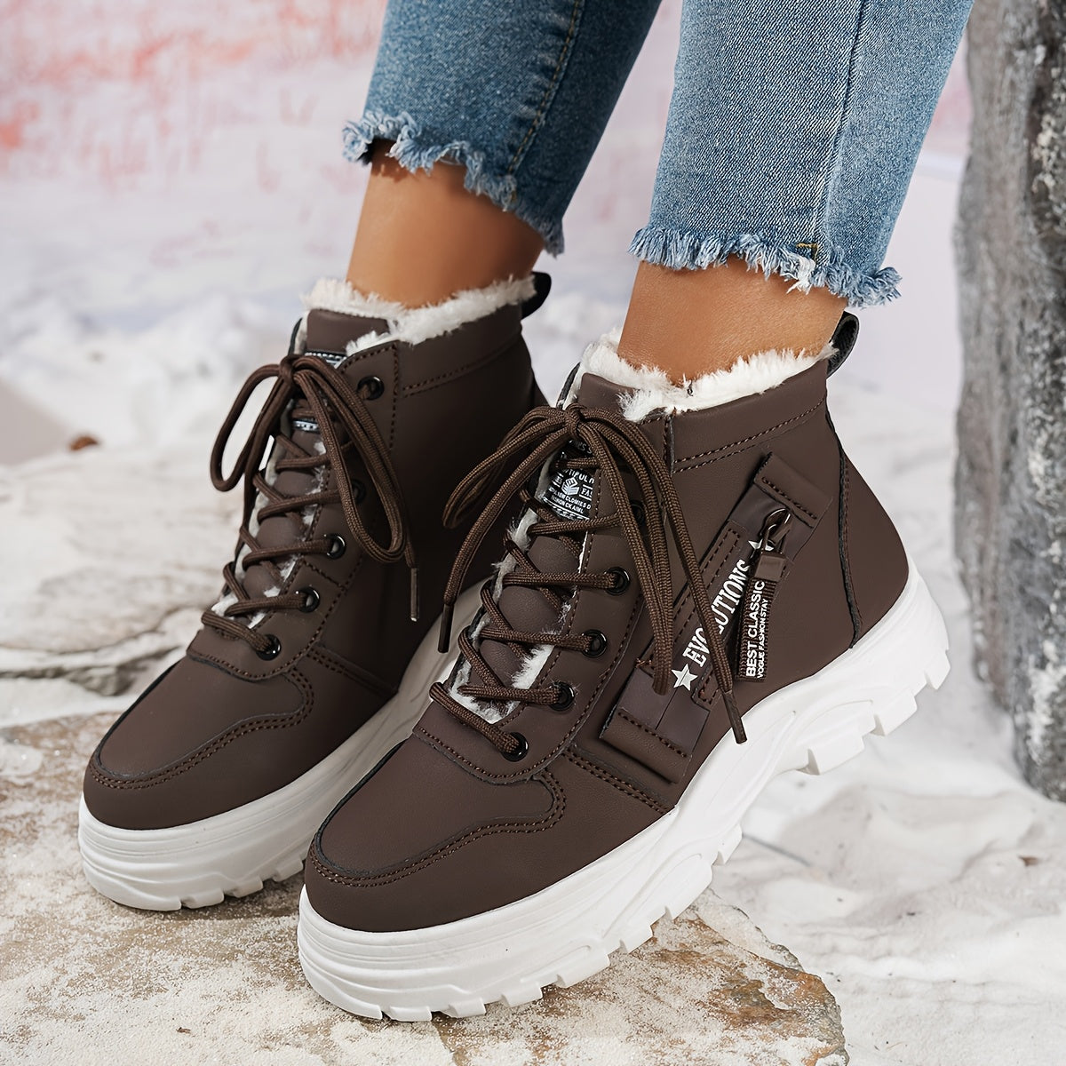 Կանացի ձմեռային ձնագնացքներ - Տաք երեսպատված, չսահող, բարձրակրունկ արտաքին ցանկացած առիթի համար կոշիկներ, ռիբավորված մեղմացնող ներդիրով, սև, իդեալական են ցուրտ եղանակի համար, ձմեռային կոշիկներ | Ոճային ձմեռային կոշիկներ | Դիմացկուն կոշիկներ