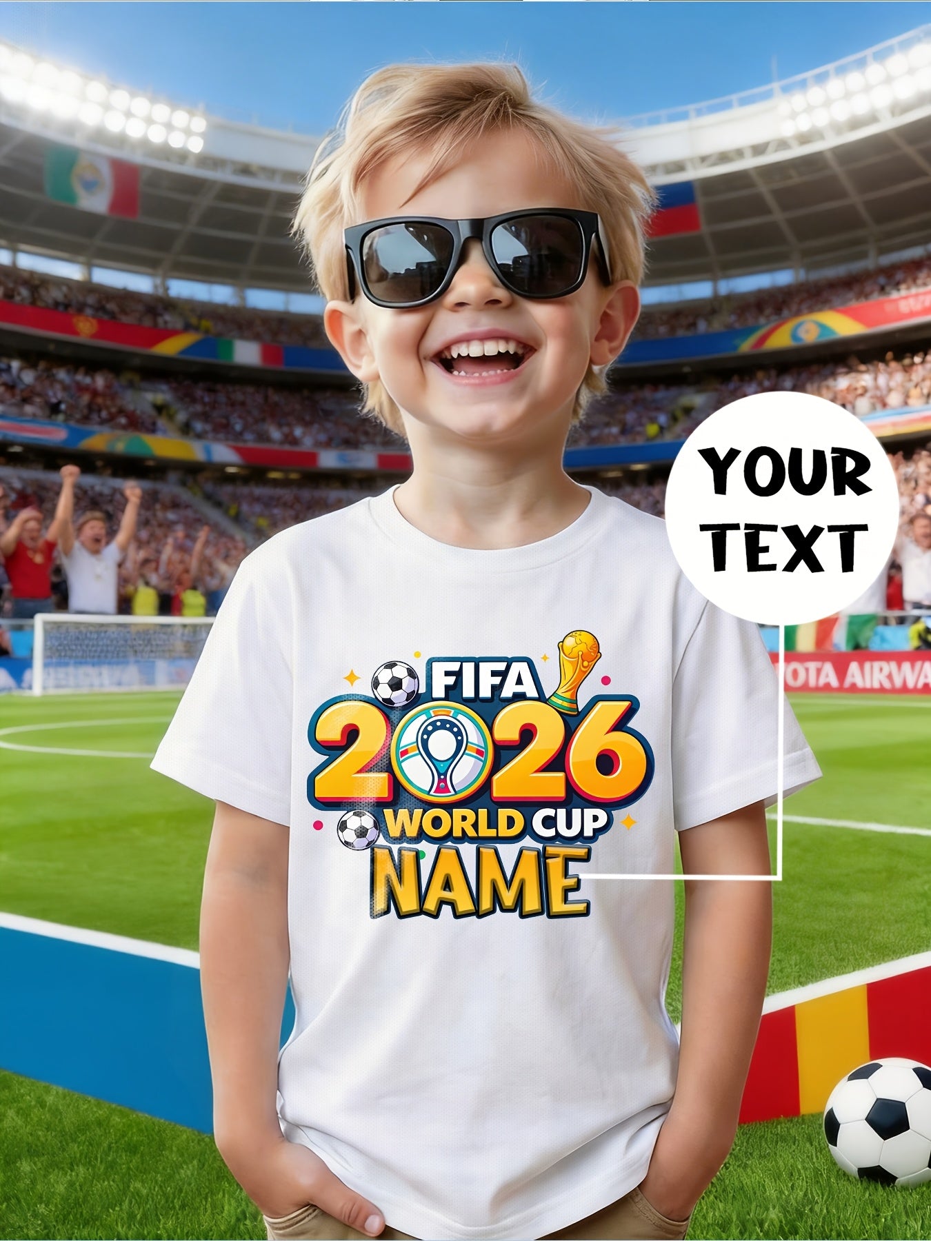 Boys 2026 World Cup Mesh T-Shirt Casual Summer Top