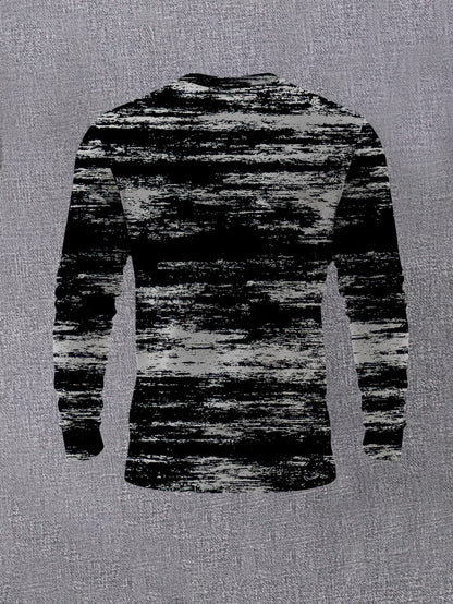 Տղամարդկանց նորաձև, կլոր վզնոցով երկար թևքերով վերնաշապիկ՝ անհատականությամբ, աբստրակտ, հյուսվածքային նախշերով, առօրյա, բազմակողմանի, նորաձև, փողոցային ոճի, երիտասարդական, հիմնական շերտով վերնաշապիկ