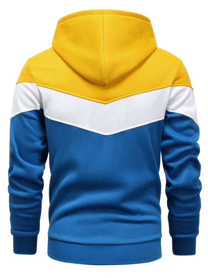 Men's Color Block Hoodie - Casual Graphic Design Pullover With Kangaroo Pocket For Winter And Fall Streetwear - Great Gift
