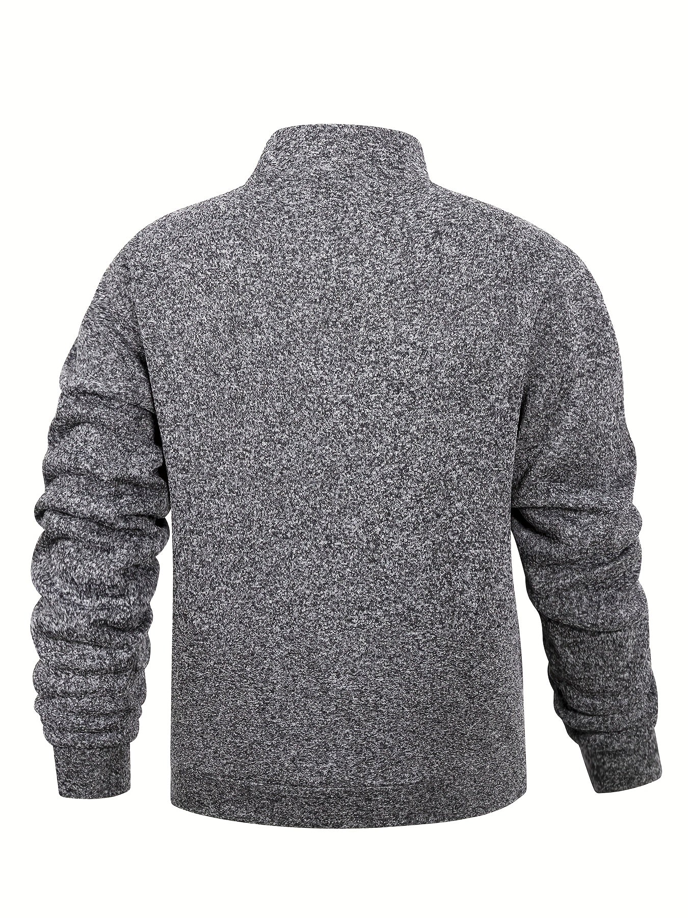 Men'S Stand Collar Zipper Jacket, Fashion Solid Color, Long Sleeve, Fleece, Soft, Casual, Polyester, with Zipper Pocket, for Daily, Sports, Fitness