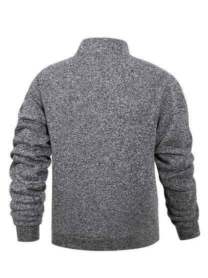 Men'S Stand Collar Zipper Jacket, Fashion Solid Color, Long Sleeve, Fleece, Soft, Casual, Polyester, with Zipper Pocket, for Daily, Sports, Fitness