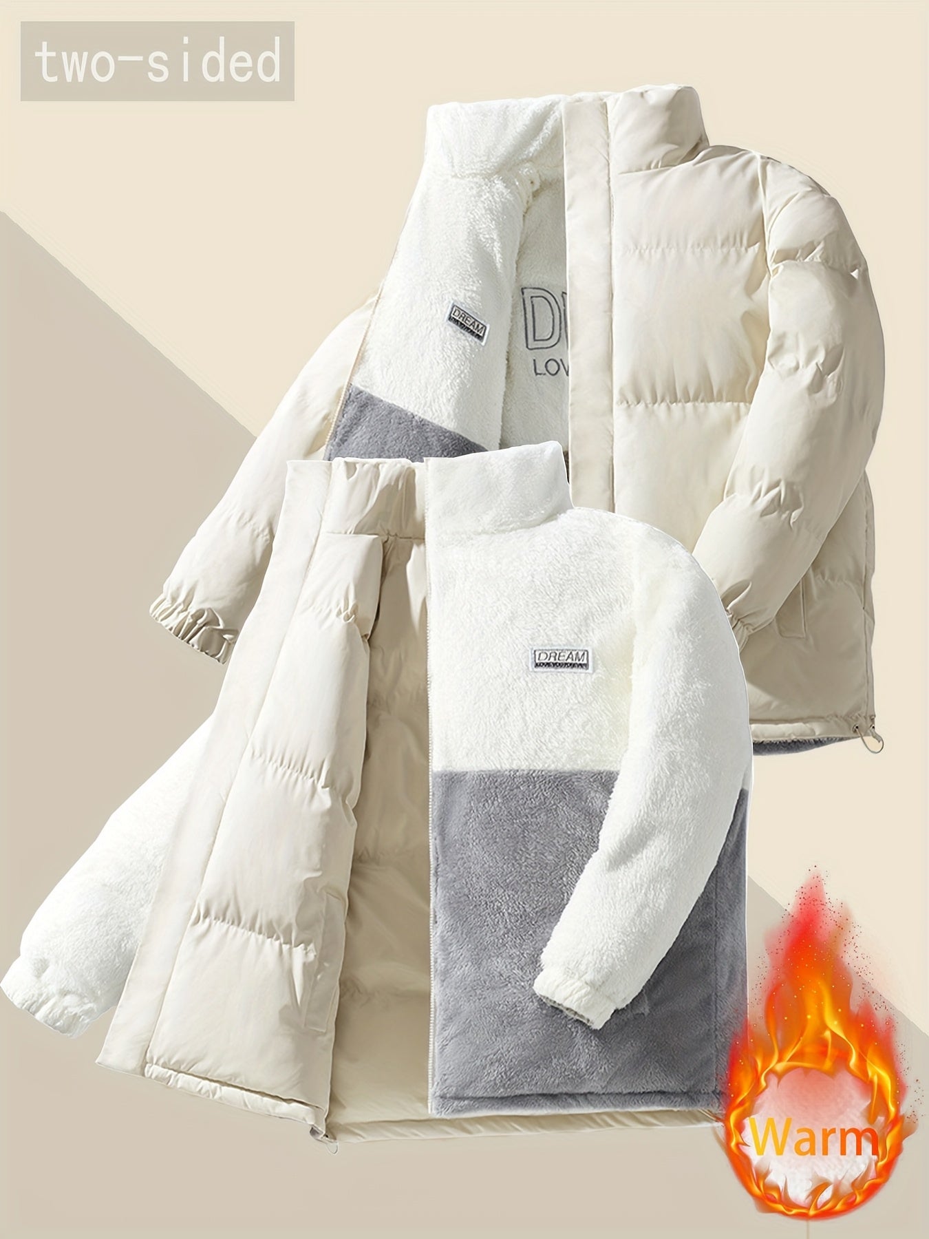 Men'S Heavy-Duty Winter Jacket - Thick Insulated Coat with Full-Zip Closure, Double-Sided Wearing, Stand Collar, Non-Stretch Fabric - Cold Weather Outerwear for Men