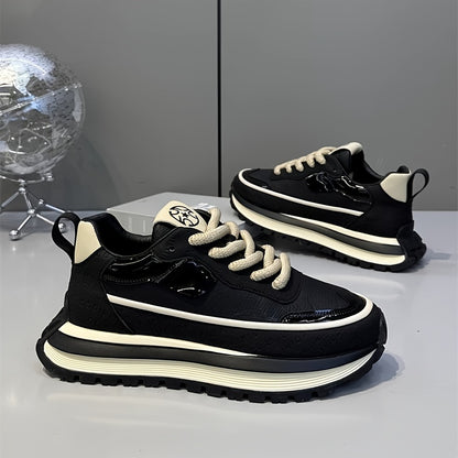 Men's Slip-Resistant Solid Color Sneakers - Low-Top Lace-Up Shoes Suitable for Casual, & Daily Wear - Comfortable Cushioned Sole, PVC Outsole, Year-Round Versatile Sneakers - ayq