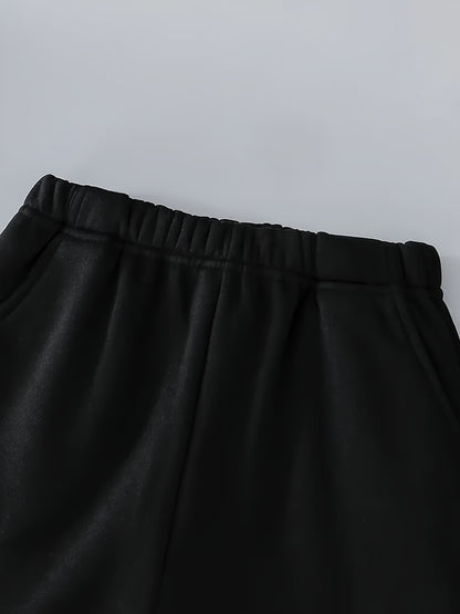 1 Set of 2pcs [Warm Fleece Jacket Set for Boys] Comfortable Fleece Jacket Boy Zip Hoodie And Pants Set | Letter Print, Long-Sleeved Casual Sportswear with Pockets, Perfect for Autumn And Winter Jogging And Outdoor Activities,