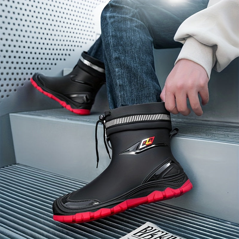 Men's Lightweight Waterproof PVC Rain Boots for Outdoor Use