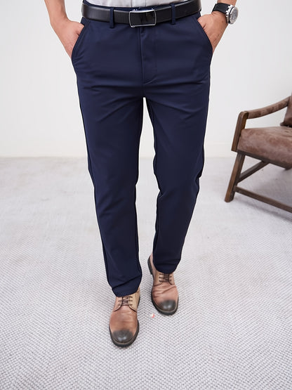 Men'S Casual Solid Color Regular Length Slight Stretch Woven Fabric Pants for Adult