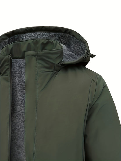 Men'S Fleece Jacket - Full-Zip Hooded Coat with Zippered Pockets, All-Season Lightweight Outerwear for Gym, Hiking, Everyday - - Easy-Care Polyester Jacket for Teens & Adults, Gym Apparel, Sporty Design, Durable Fabric, Activ