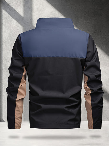 Men's Lightweight Softshell Jacket with Color Block Design