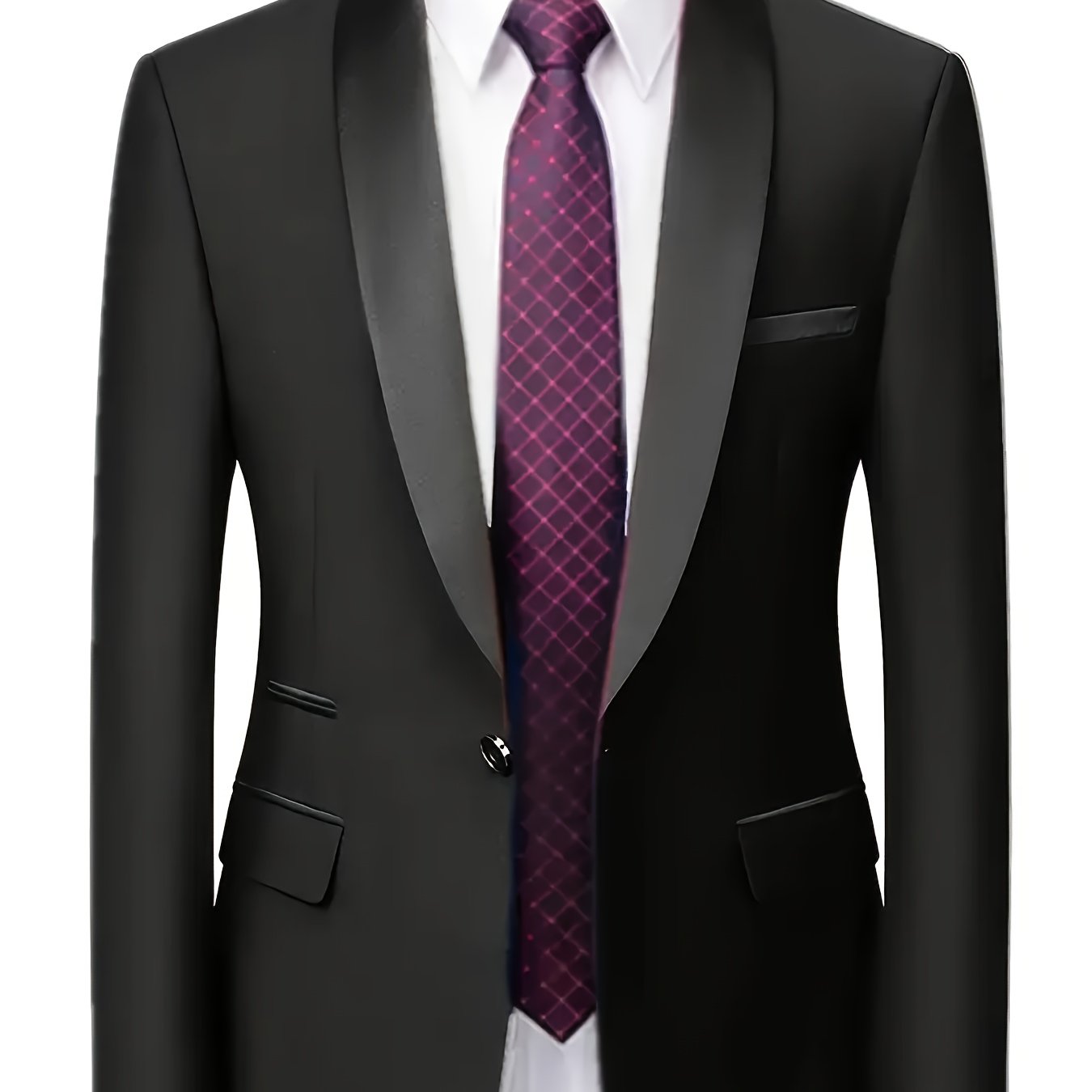 Men's Classic Solid Color Suit Set 2pcs, Suit Jacket + Trousers, Suitable for Business Meetings, Parties, Weddings and Graduation Ceremonies, No Tie