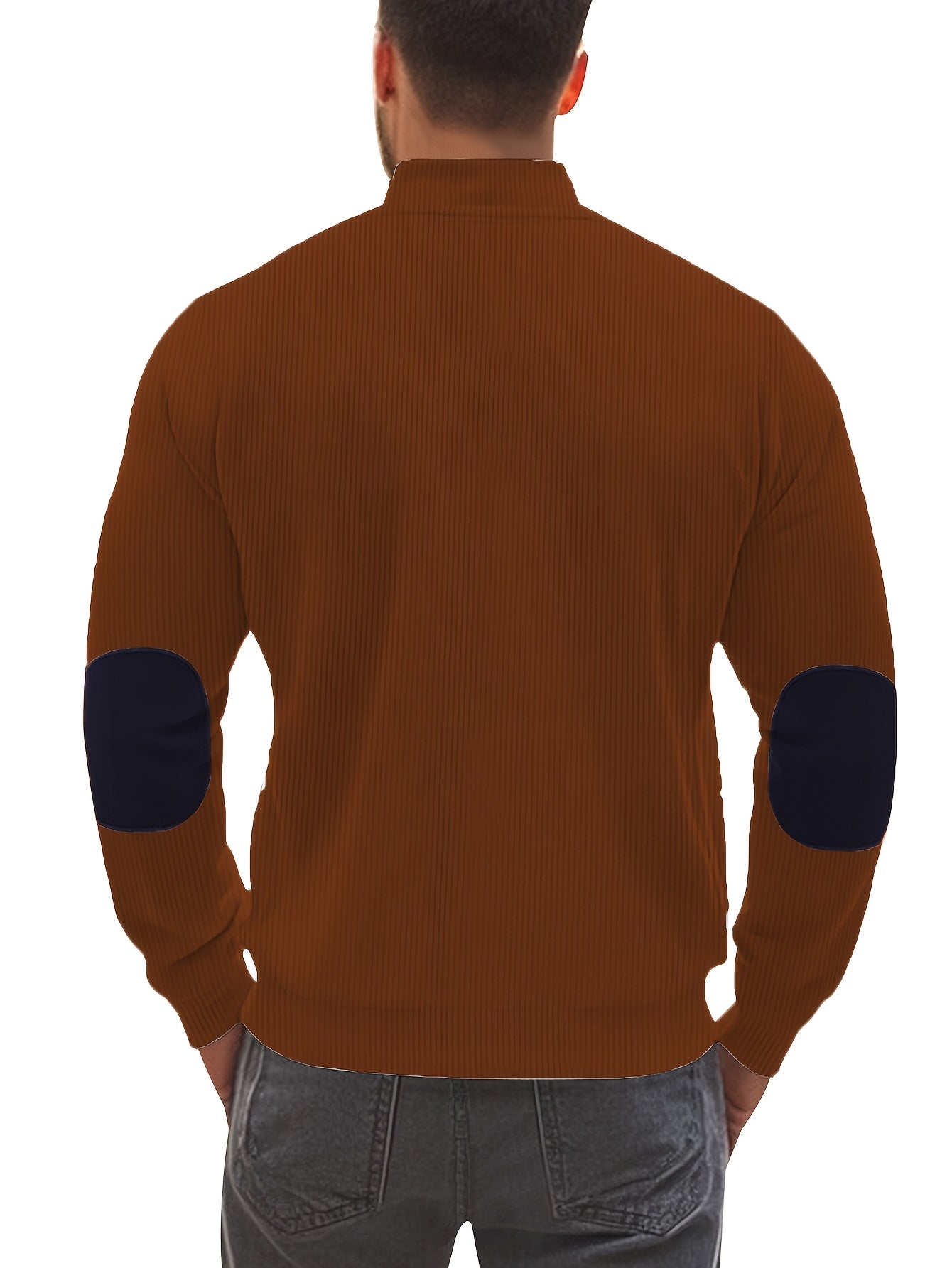 Men'S Long Sleeve Patchwork Fashion Warm Jacket, Corduroy Long Sleeve Warm Coat with Zipper Stand Collar Long Sleeve Casual Comfortable Autumn and Winter Style