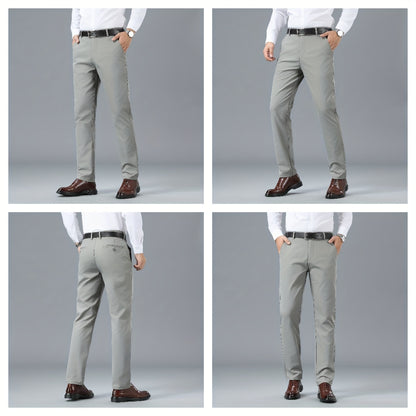 Men's Solid Color Business Casual Pants, Lightweight Business Style Versatile Trousers for Office