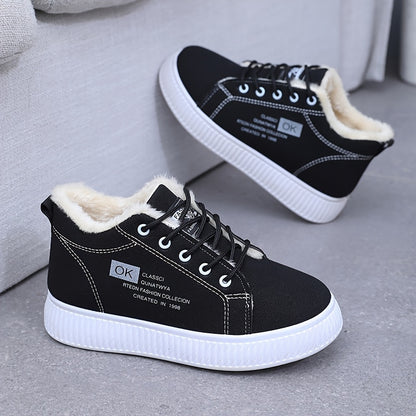 Կանացի ձմեռային ձնագնացքներ - Կաշվեանման օձիքով և փափուկ ներդիրով - Չսահող PVC ներբան, հաստ տաք շագանակագույն/բեժ արհեստական վերնամաս - ս/ Համատեղելի է սառույցի, ձյան, ցեխի համար - Ցուրտ եղանակի ճանապարհային կցում