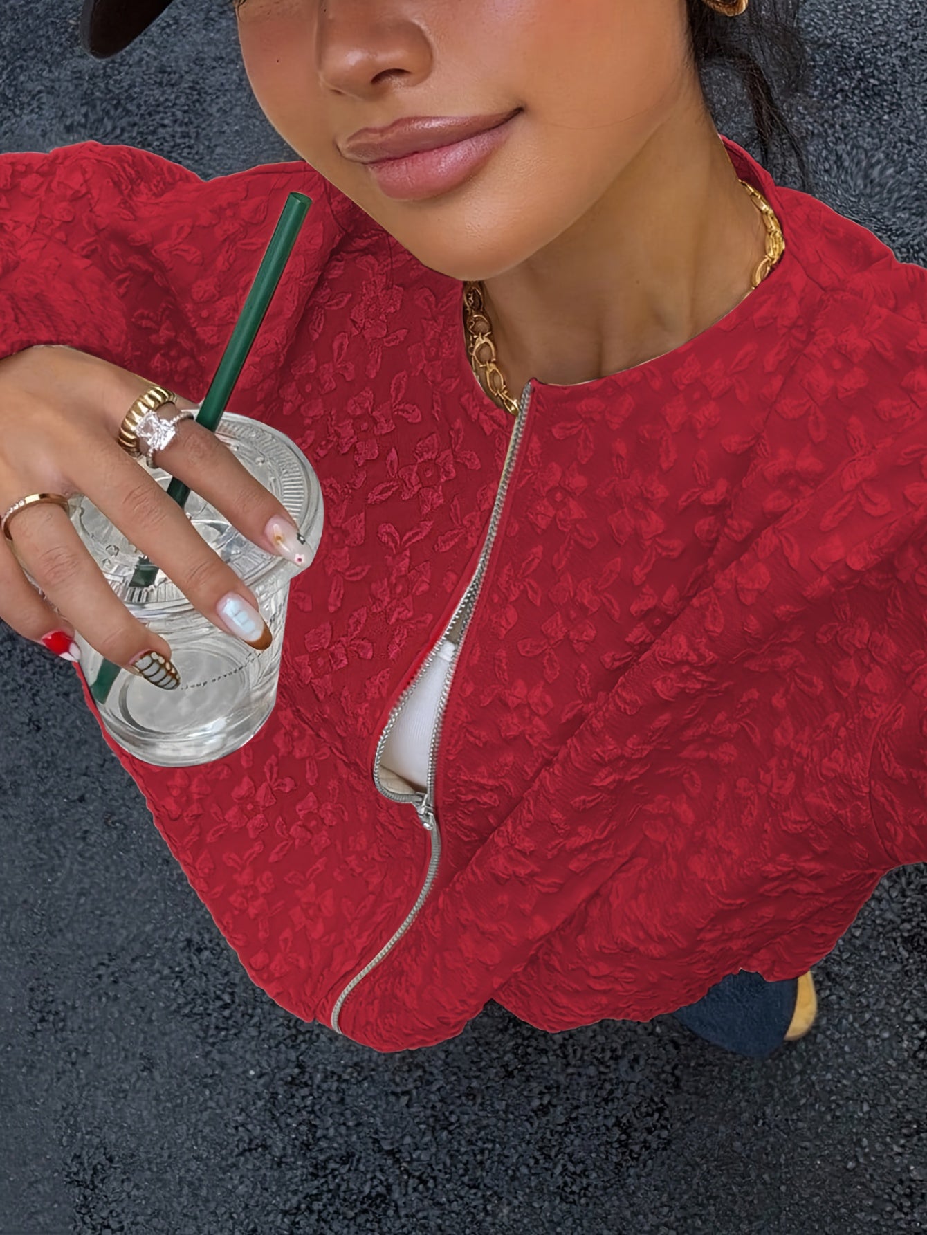 Միագույն կայծակաճարմանդով առօրյա բաճկոն